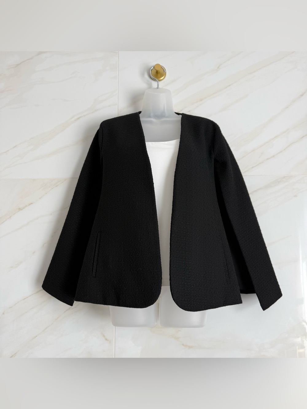 WD.NY Black Open-Front Textured Blazer - Picture 2 of 10